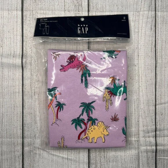 NWT Baby Gap 2 Piece Pjs lavender dinosaur print size 2T - Picture 5 of 11